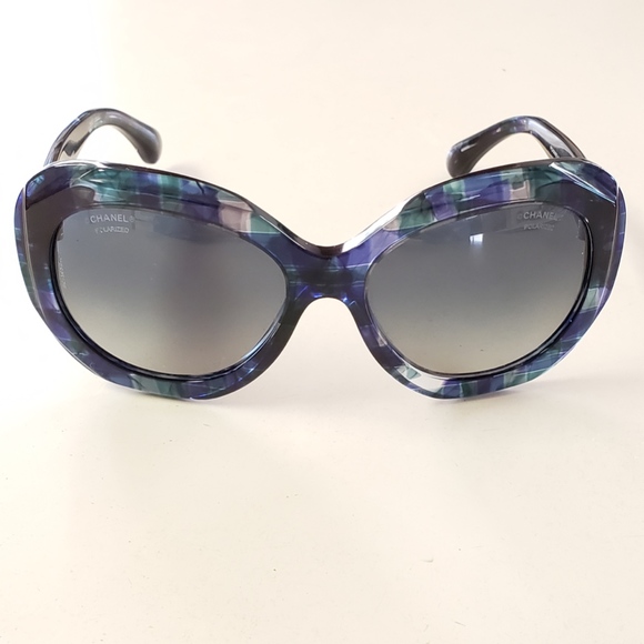Chanel 100%AUTH Blue Multicolor CC Logo Sunglasses - Picture 2 of 8